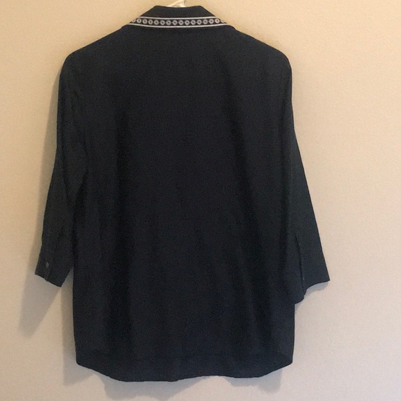 Talbots Navy DeepV Blouse - Picture 2 of 5
